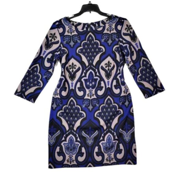 Just Taylor Women’s Size 4 Multicolored Paisley Dress Long Sleeves Stretch Back - Picture 2 of 4